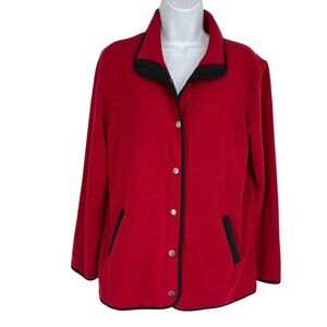 Susan Graver Weekend Polar Fleece Jacket Red Black Size S